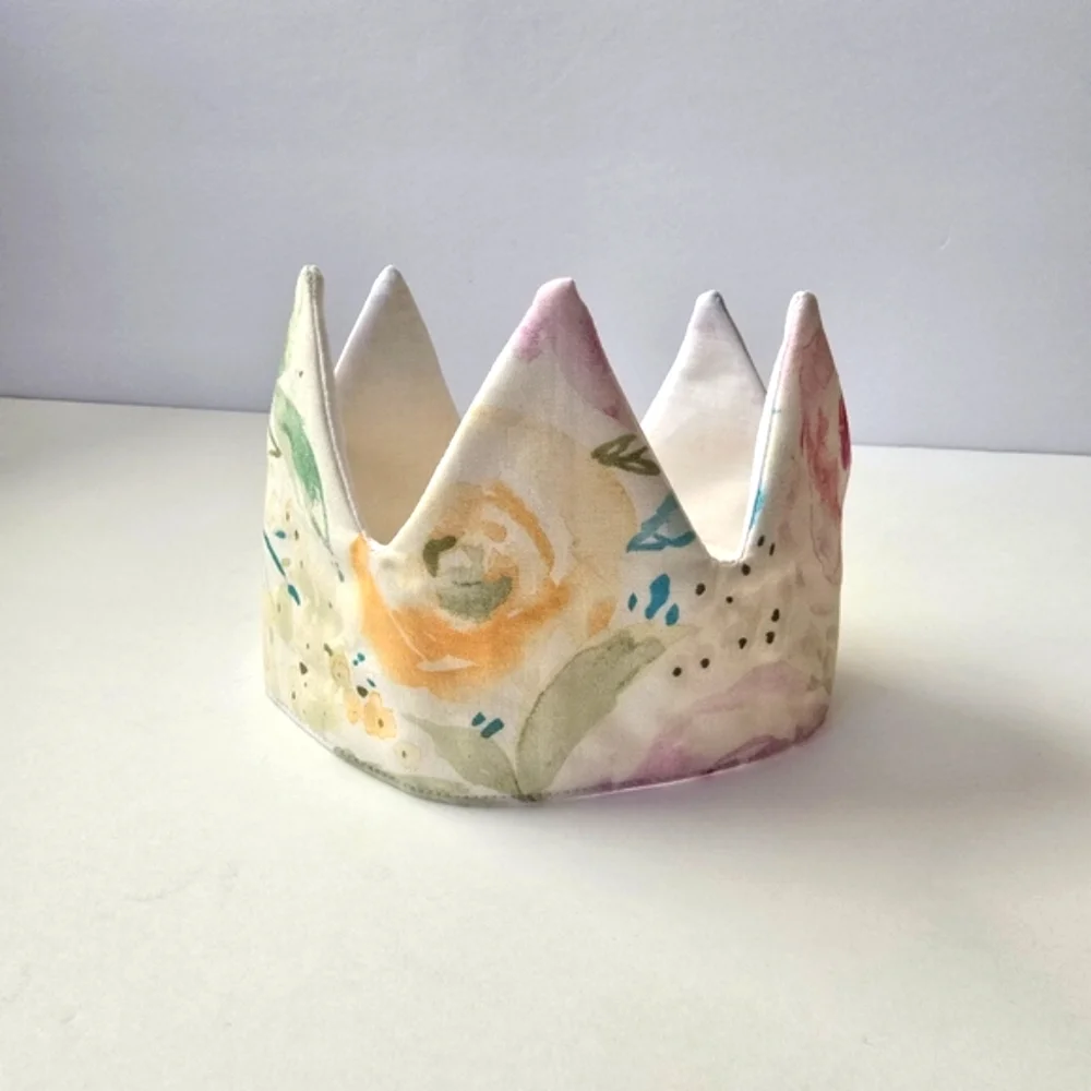 NEW Handmade Cotton Floral Print Fabric Baby Girl Birthday Crown